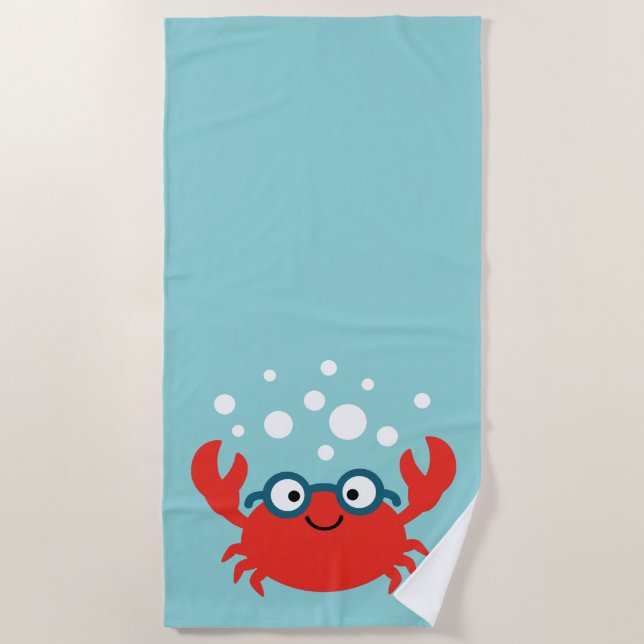 Serviette De Plage Illustration mignonne de crabe de Specky (Devant)