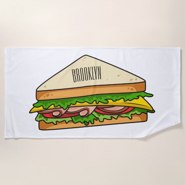 Serviette De Plage Illustration Sandwich (Devant)