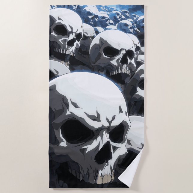 Serviette De Plage Illustration sombre de champ de crânes sans fin (Devant)