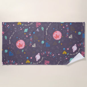 Serviette De Plage Illustration Supergirl volant vers le haut