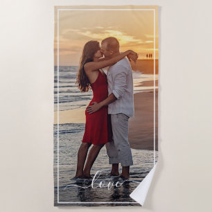 Serviette De Plage Image D'Amoureux Personnalisée Et Texte De Citatio