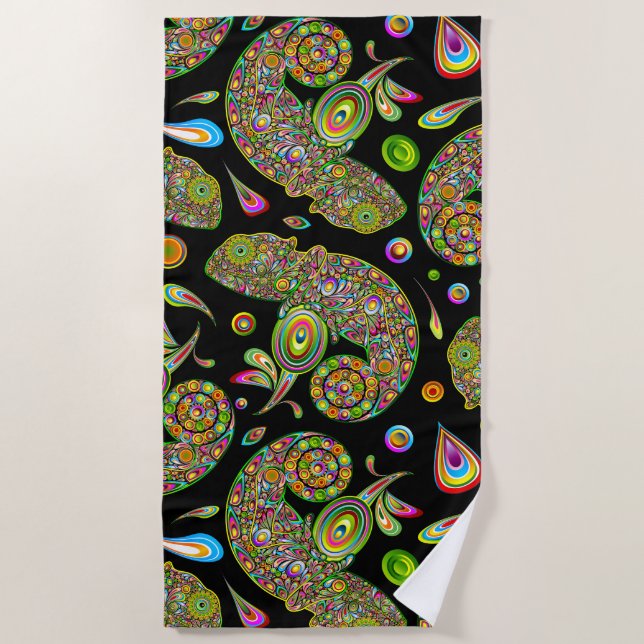 Serviette De Plage Imaginaire psychédélique de Chameleon (Devant)
