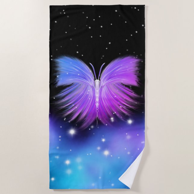 Serviette De Plage Imaginaire spatial Papillon cosmique (Devant)