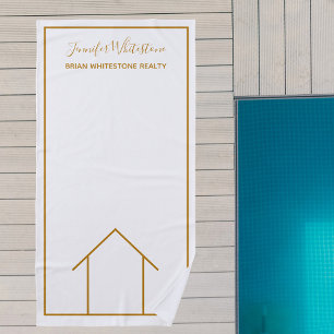 Serviette De Plage Immobilier Société Custom Chic Gold Realtor