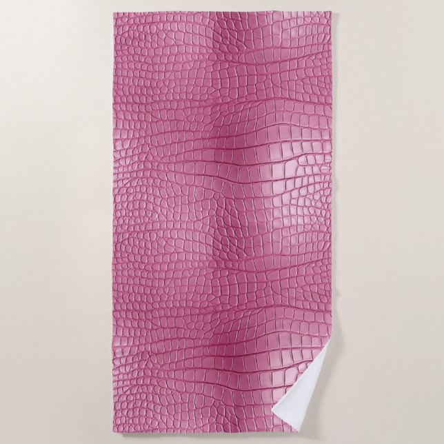 Serviette De Plage Impression d'animal en faux alligator rose (Devant)