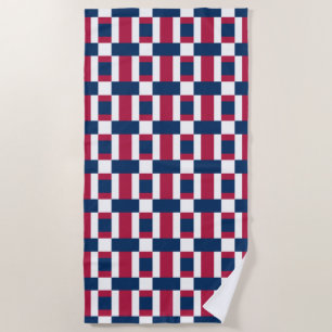 Serviette De Plage Impression de bloc de couleur rouge blanc et bleu