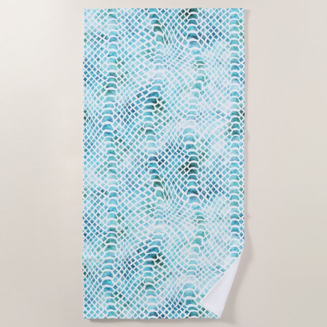 Serviette De Plage Impression de serpent Turquoise Aqua (Devant)