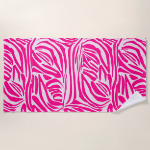 Serviette De Plage Impression zèbre rose
