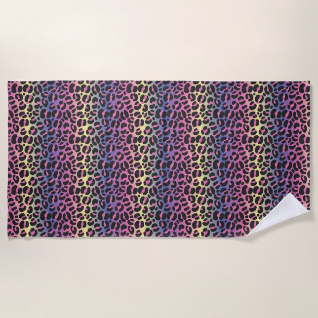 Serviette De Plage Imprimé animalier Léopard Arc-en-Ciel (Devant)