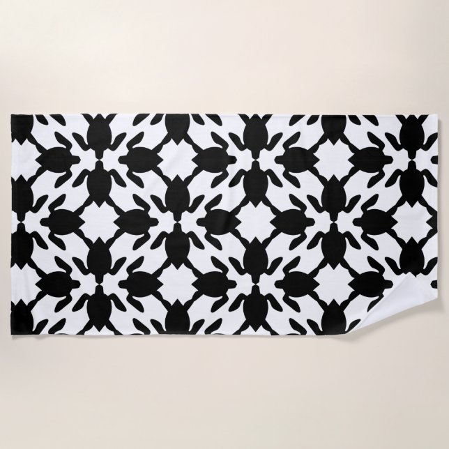 Serviette De Plage imprimé hawaïen Modern Honu ( tortue de mer ) Moti (Devant)