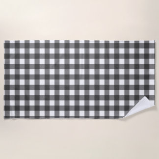 Serviette De Plage Imprimé Vichy noir et blanc à carreaux