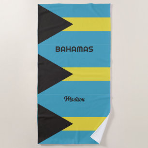Serviette De Plage Indicateur Bahamas du nom personnalisé