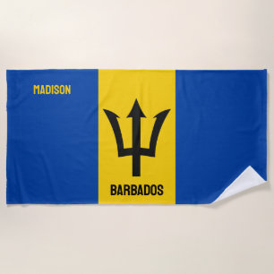 Serviette De Plage Indicateur Barbade de nom personnalisé