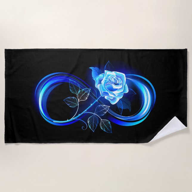 Serviette De Plage Infini lumineux avec rose bleue (Devant)