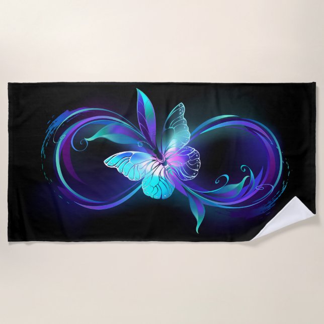 Serviette De Plage Infinité brillante avec papillon magique (Devant)