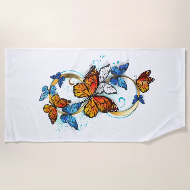 Serviette De Plage Infinité de papillons monarques (Devant)