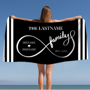 Serviette De Plage Infinity Personalized Family Name and Est. Date