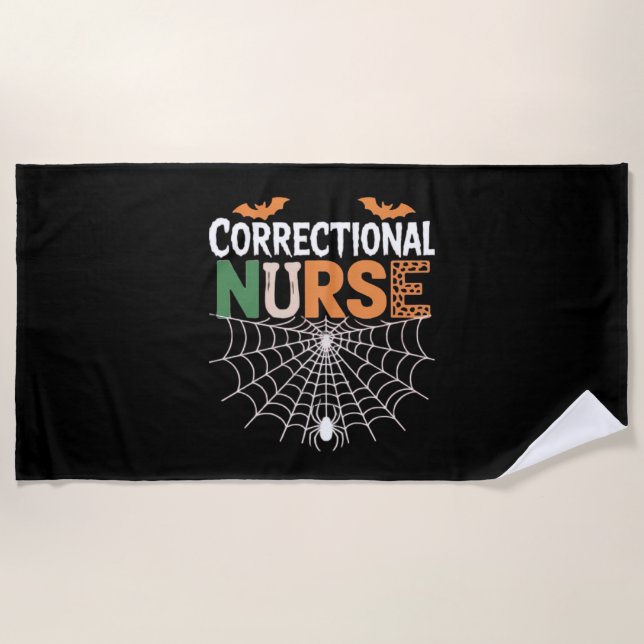 Serviette De Plage Infirmière correctionnelle Halloween Citrouille cl (Devant)