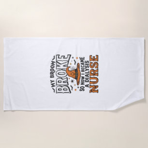 Serviette De Plage Infirmière en dialyse Halloween Sorcière Balai Che