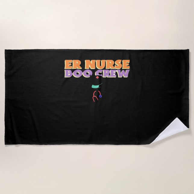 Serviette De Plage infirmière infirmière Boo Crew Urgence infirmière  (Devant)