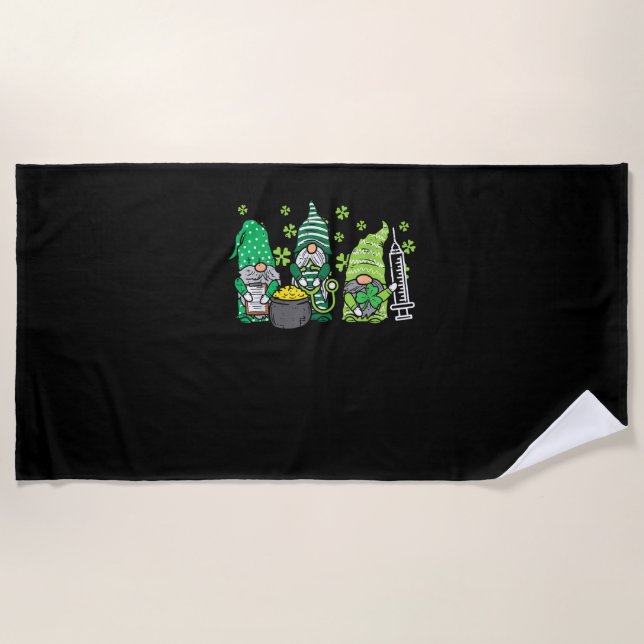 Serviette De Plage Infirmières Gnome Saint Pattys Infirmière Scrub St (Devant)