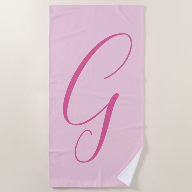 Serviette De Plage Initial Letter Monogram Light Pink Plain Chic (Devant)