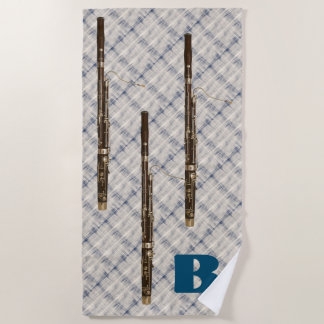 Serviette De Plage Initiale blanche bleue de coutume de plaid de trio