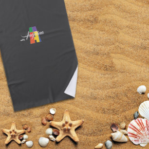 Serviette De Plage Initiale colorée de luxe la plus fine A nom gris
