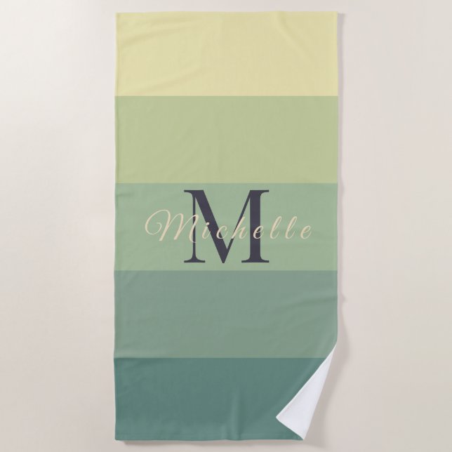 Serviette De Plage Initiales customisées Monogramme Bloc de couleur v (Devant)