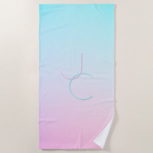 Serviette De Plage Initiales de chevauchement modernes 2 Rose turqu