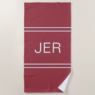 Serviette De Plage Initiales monogrammes classiques personnalisées ro