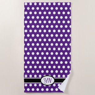Serviette De Plage Initiales personnalisées Point Polka