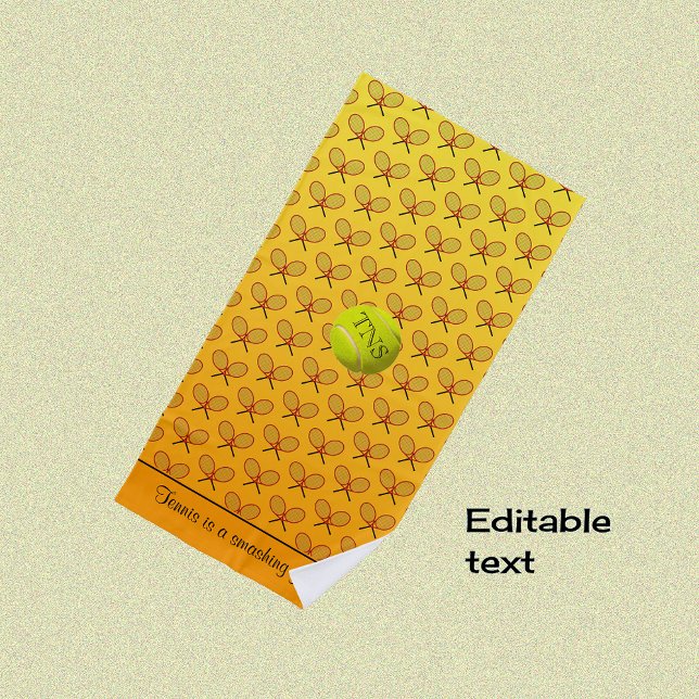 Serviette De Plage Initiales texte personnalisé motif de tennis orang (Créateur téléchargé)