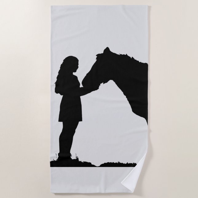 Serviette De Plage Inspirational Horse & Girl Silhouette Art (Devant)