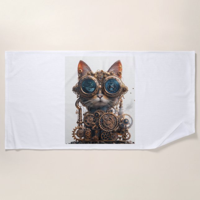 Serviette De Plage Inventeur de chats Steampunk (Devant)