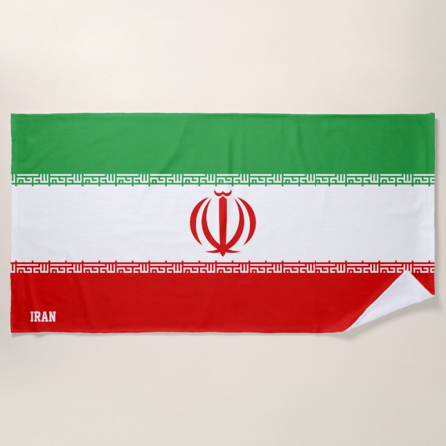 Serviette De Plage Iran Drapeau splendide patriotique (Devant)