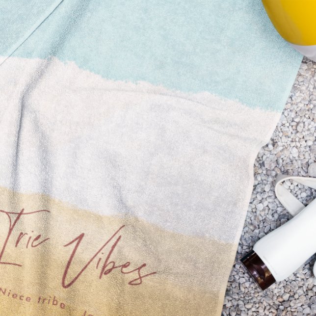 Serviette De Plage Irie Vibes | Ombre Beach Sun & Sand Monogram (Créateur téléchargé)