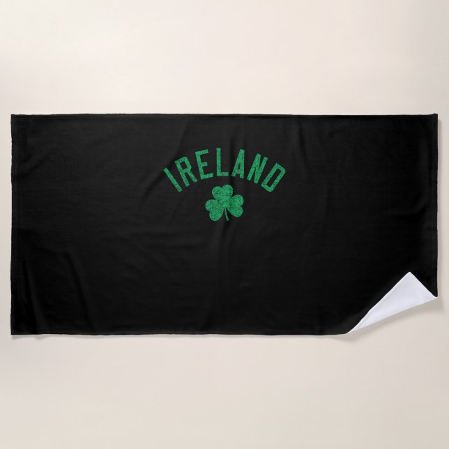 Serviette De Plage Irlande Arrière Shamrock de texte détendu (Devant)