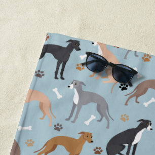 Serviette de plage italienne Greyhound Dog Bones a