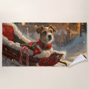 Serviette De Plage Jack Russell Chien Festive de Noël