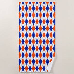 Serviette De Plage Jacquard orange et bleu diamant