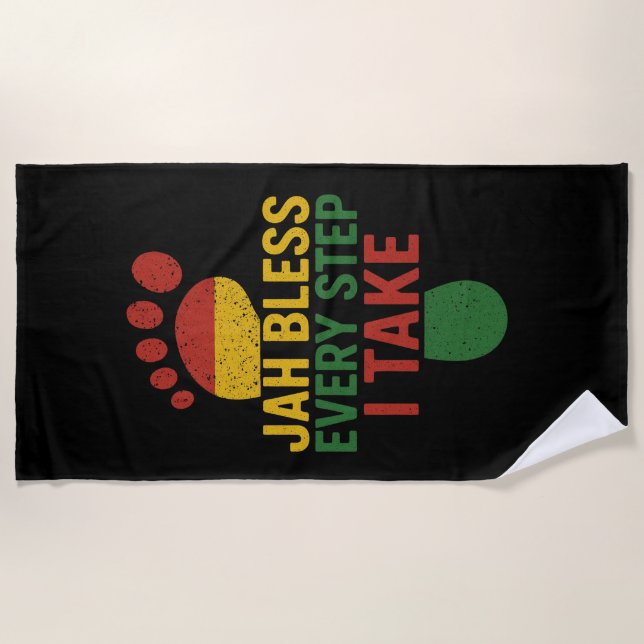 Serviette De Plage Jah bénisse chaque pas que je fais Rasta (Devant)