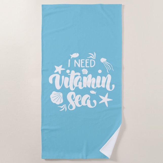 Serviette De Plage J'ai besoin de la mer de vitamine (Devant)