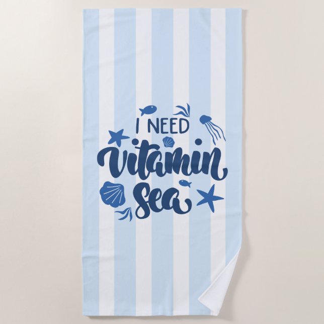 Serviette De Plage J'ai besoin de la mer de vitamine (Devant)