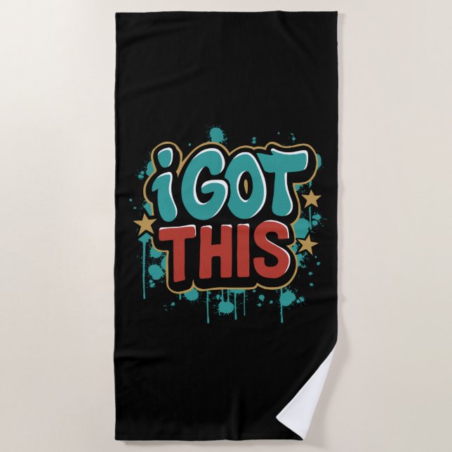 Serviette De Plage J'AI ÇA Typographie Motivationnelle de Style Graff (Devant)