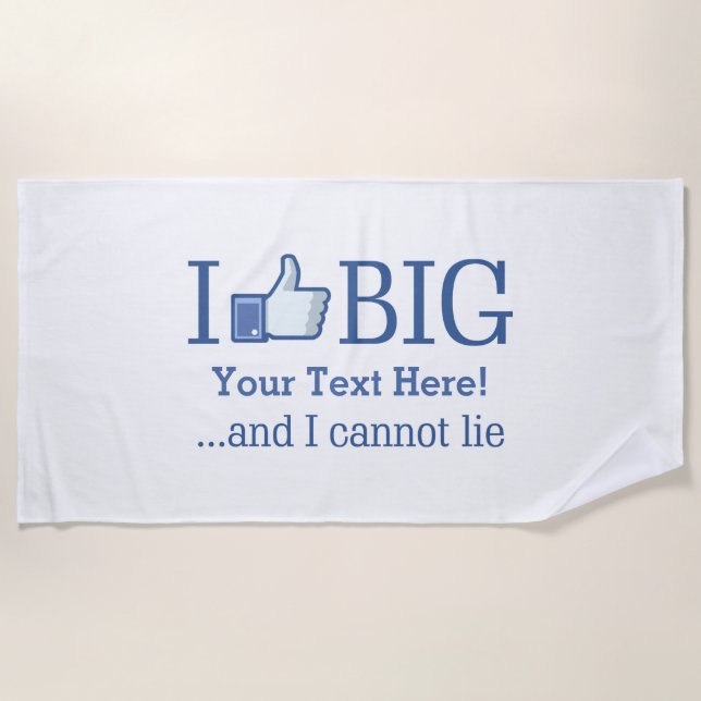 Serviette De Plage J'aime Big Personnalisé Votre Texte Facilement sur (Devant)