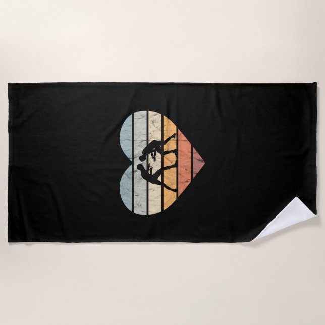 Serviette De Plage J'aime la lutte Retro Heart (Devant)