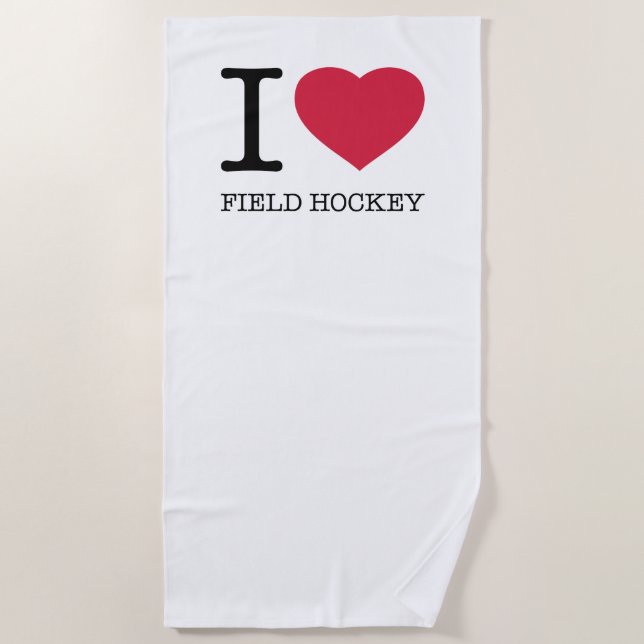 SERVIETTE DE PLAGE J'AIME LE HOCKEY SUR LE TERRAIN (Devant)