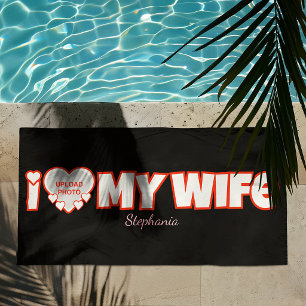 Serviette De Plage J'aime ma femme personnalisé – Ajouter nom et phot