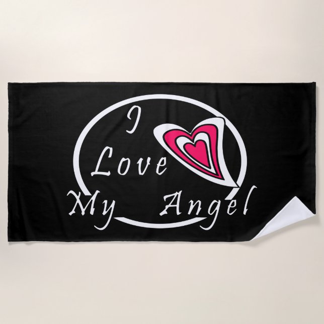Serviette De Plage J'aime mon Ange (Devant)